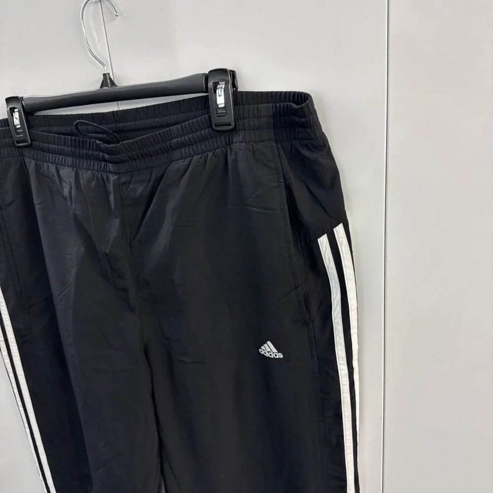 Men’s L Adidas 2006 Track Pants Drawstring Black‎ White 3 Stripe (D22)